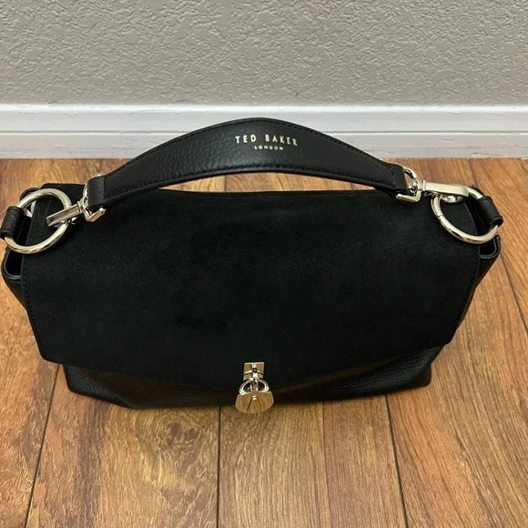 Ted Baker London Black Suede and Leather Hobo Bag - Picture 2 of 8